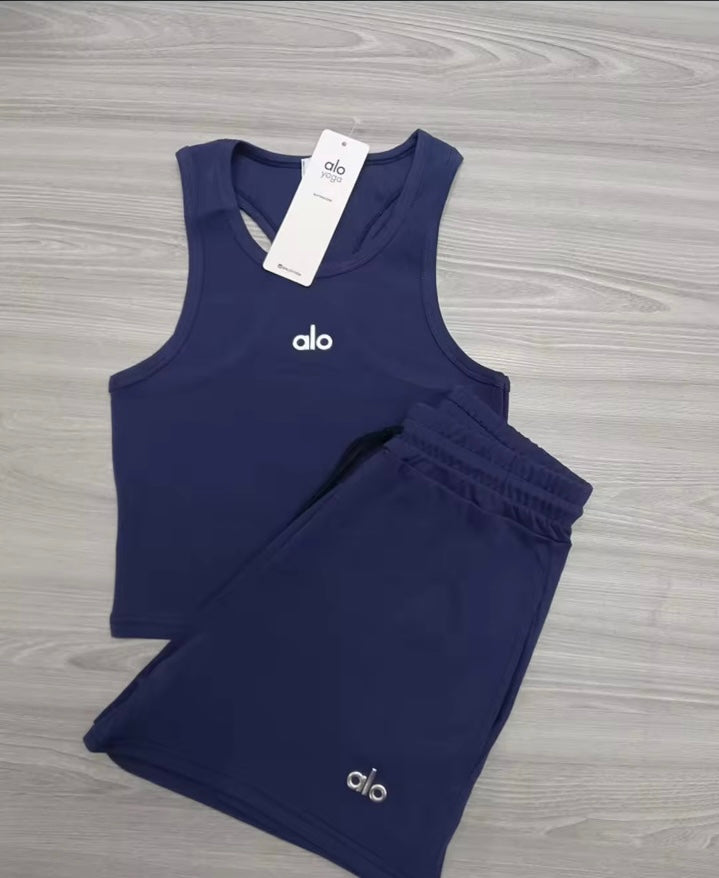 Navy blue Alo short set