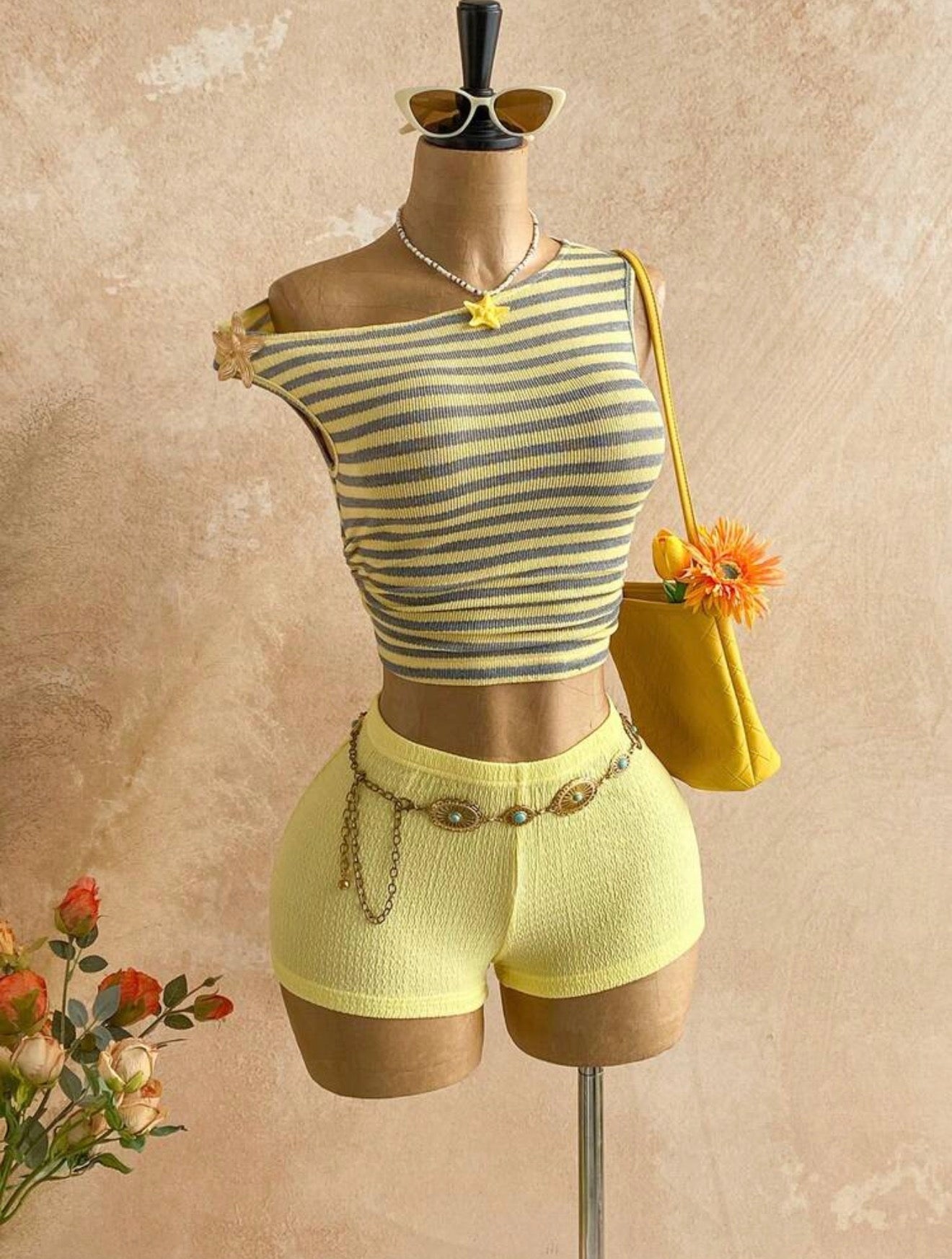 Yellow two piece short set