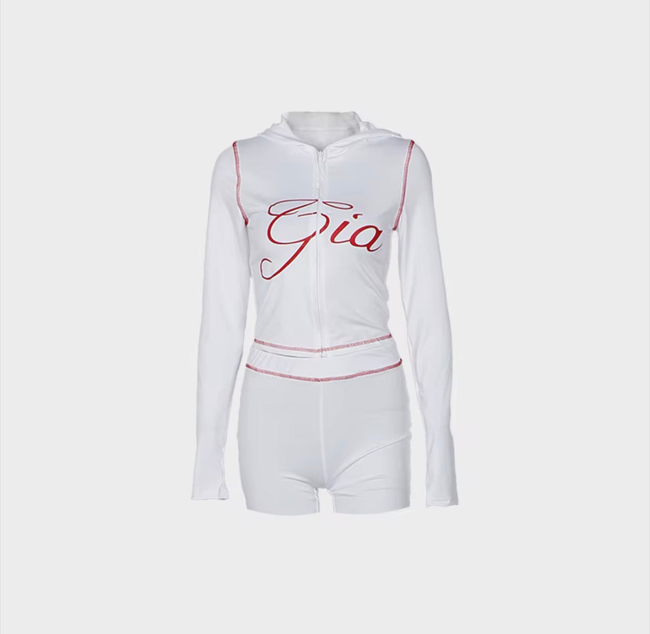 Gia short set White n red