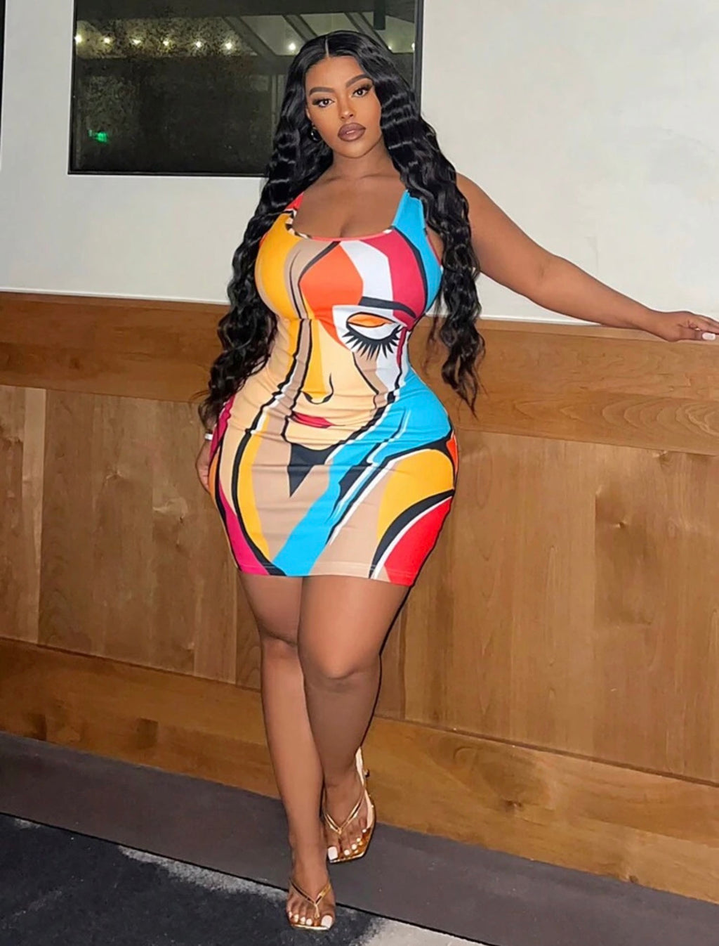 Colorful print dress