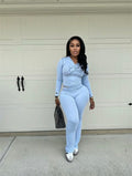 Gia baby blue long sleeve pant set