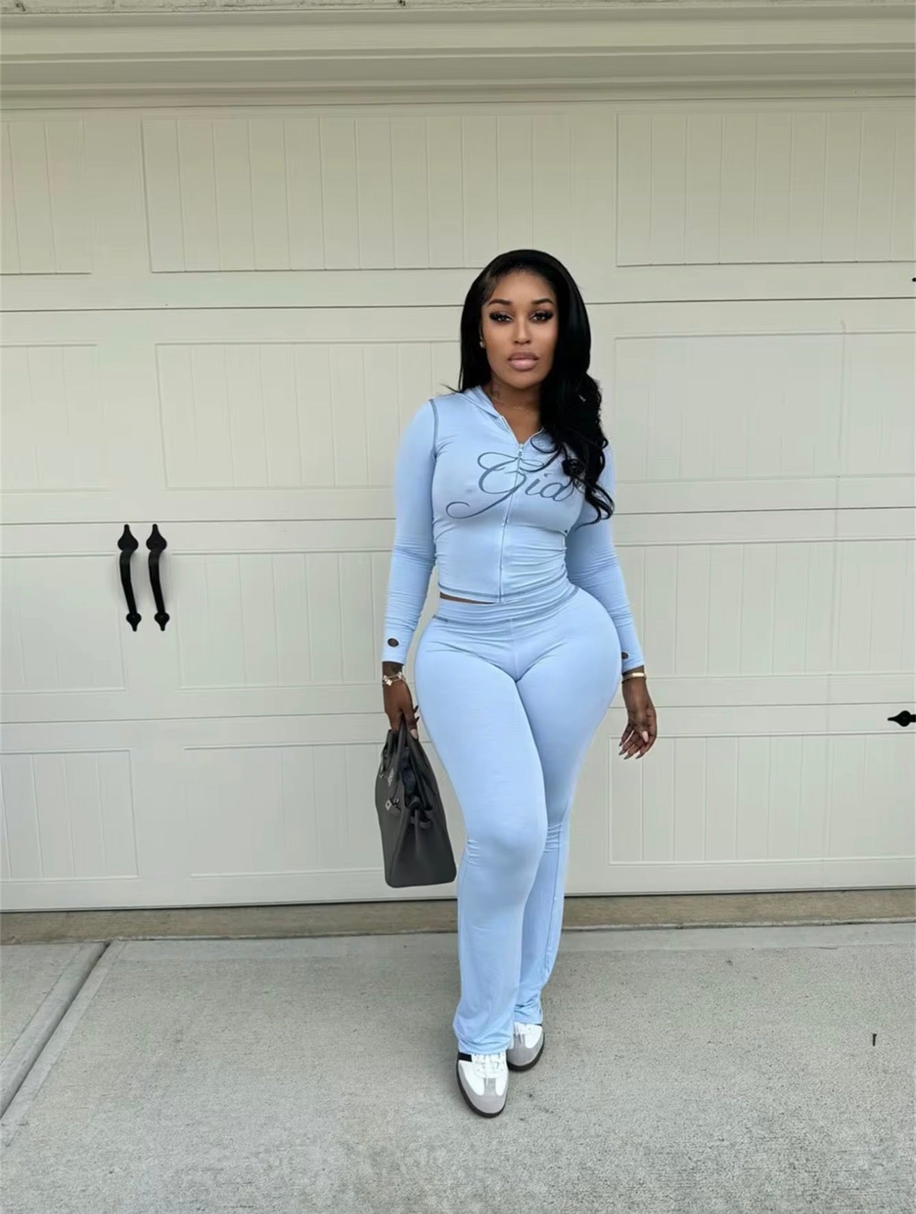 Gia baby blue long sleeve pant set
