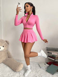Two piece short/skirt set light pink