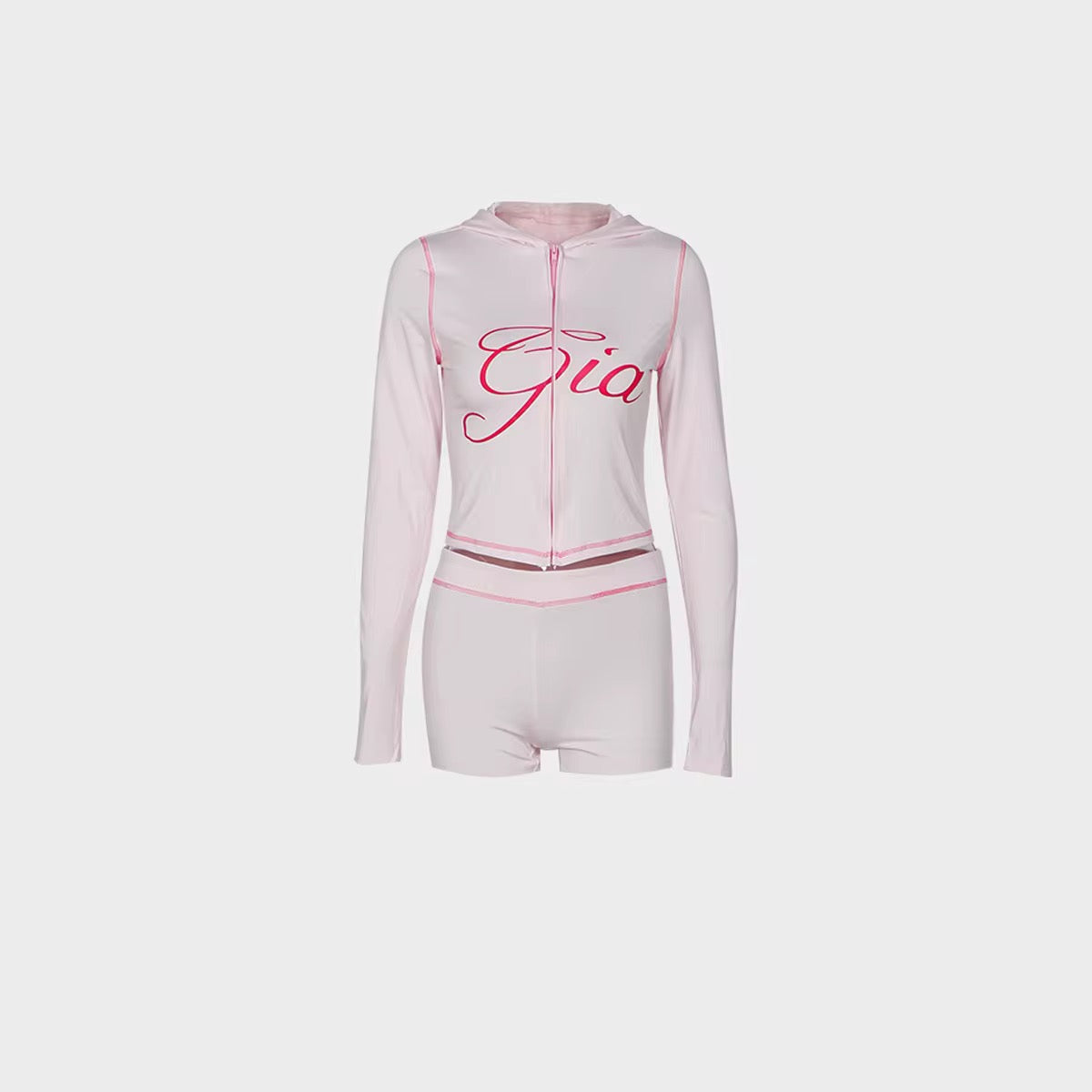 Baby pink Gia long sleeve short set